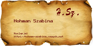 Hohman Szabina névjegykártya